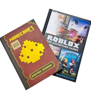 Minecraft Redstone Handbook & Roblox Top Adventure Games Books Lot